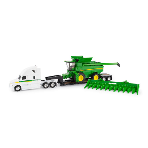 1:64 John Deere S780 Combine with Semi and Lowboy Trailer
