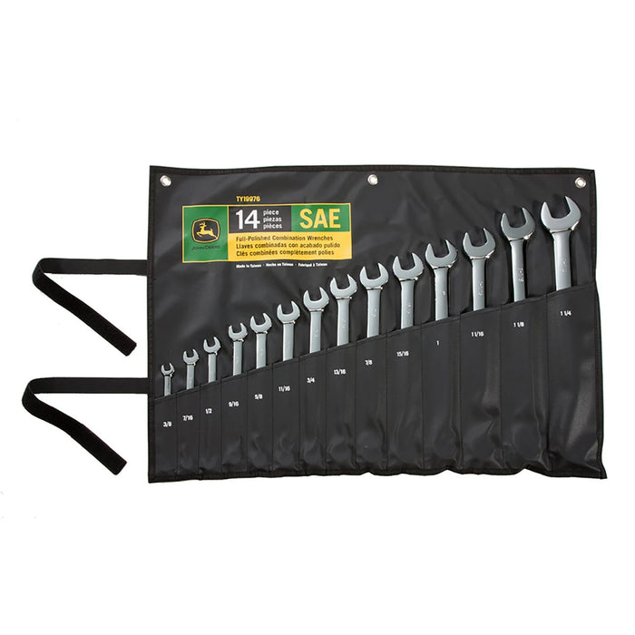 John Deere TY19976 - 14-pc SAE Full-Polished Combination Wrench Set