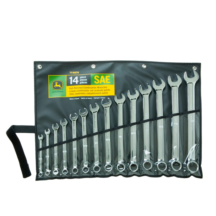John Deere TY19976 - 14-pc SAE Full-Polished Combination Wrench Set