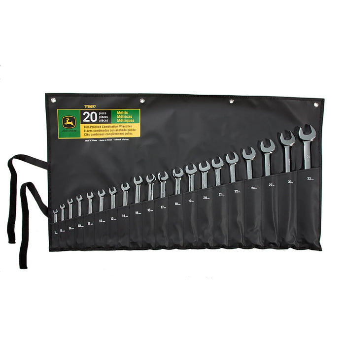 John Deere TY19977 - 20-pc Metric Full-Polished Combination Wrench Set