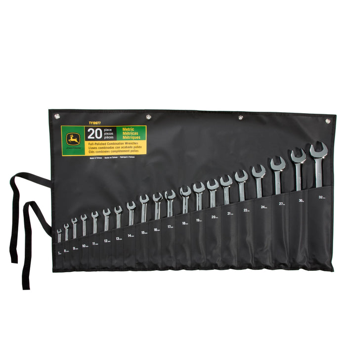 John Deere TY19977 - 20-pc Metric Full-Polished Combination Wrench Set