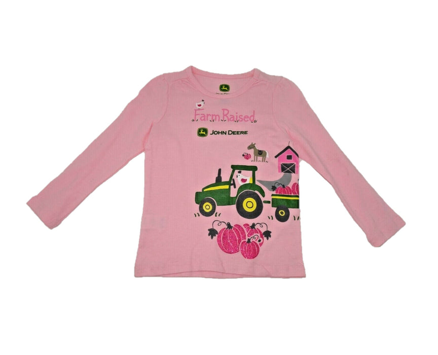 John Deere LP65248 - Girls' Pink "Farm Raised" Long Sleeve Shirt